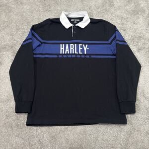Harley Davidson Polo Style Long Sleeve Shirt Size Large Black